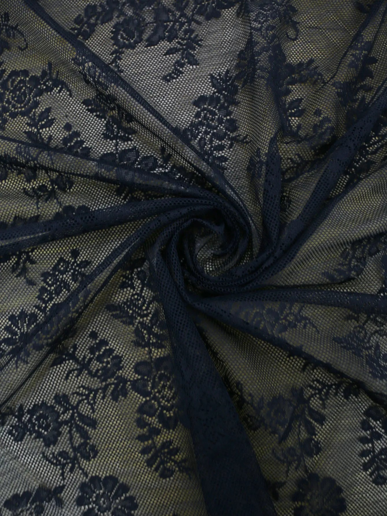 BLACK Floral Lace Sheer Rod