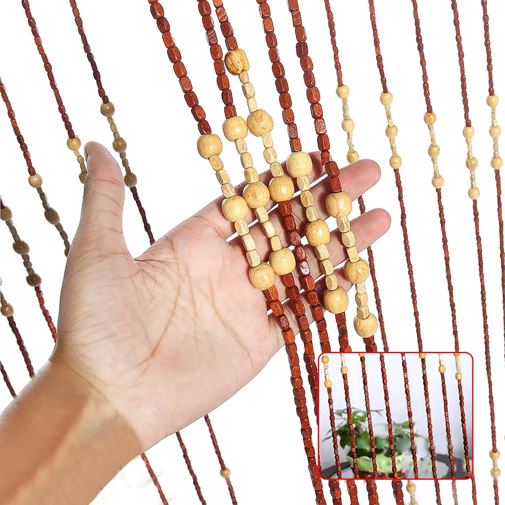 90x175CM 27 Lines Door Curtain Wooden Bead
