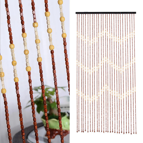 90x175CM 27 Lines Door Curtain Wooden Bead