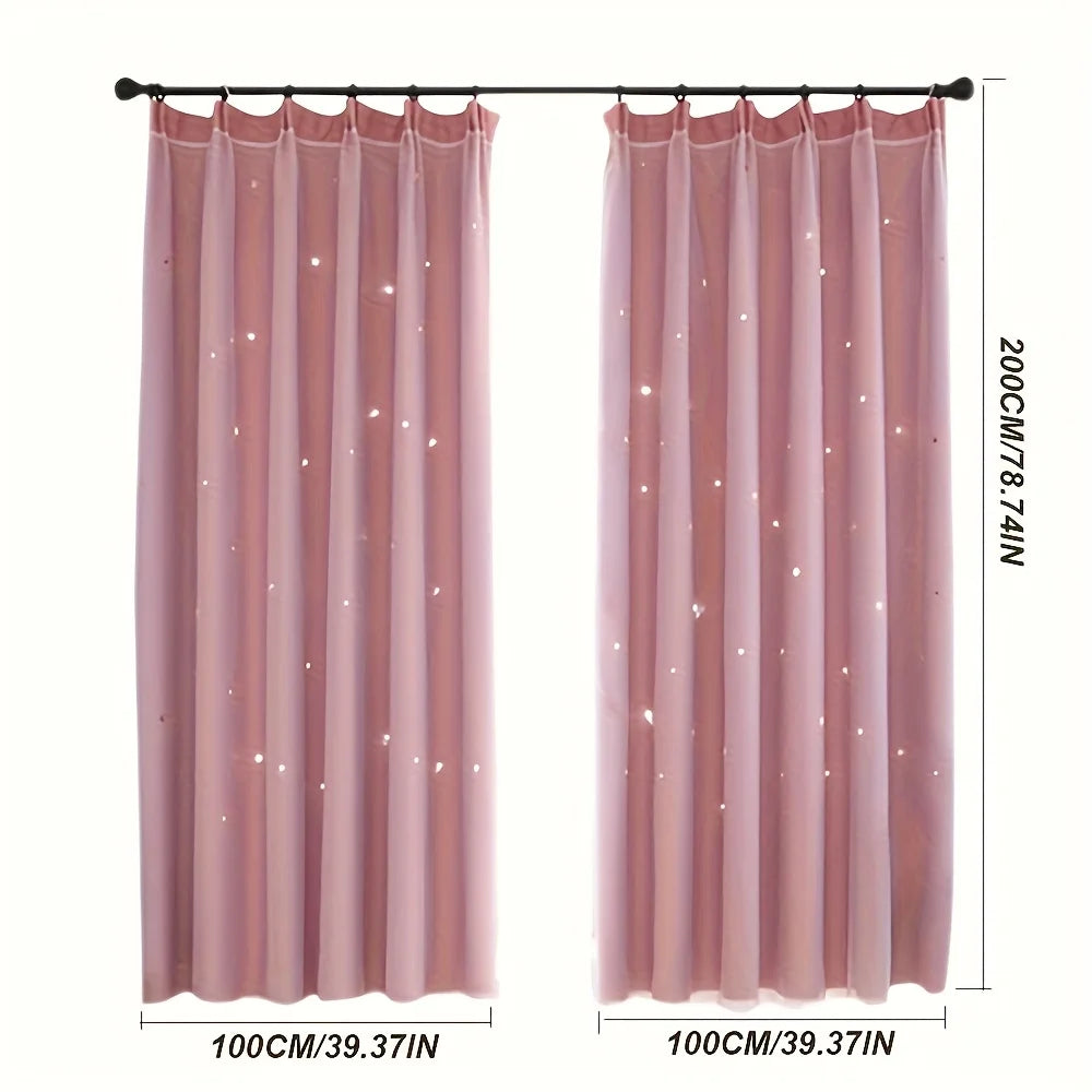 2 Panel Pink Tulle Blackout Curtains 39.3x78.7in