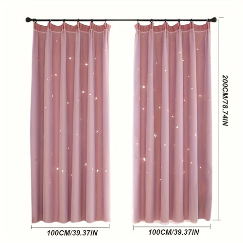 2 Panel Pink Tulle Blackout Curtains 39.3x78.7in