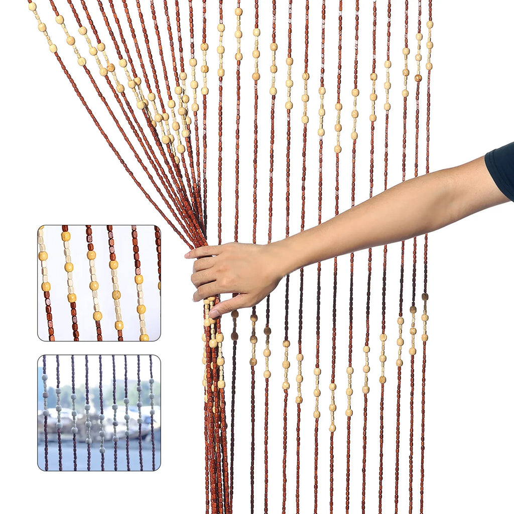 90x175CM 27 Lines Door Curtain Wooden Bead