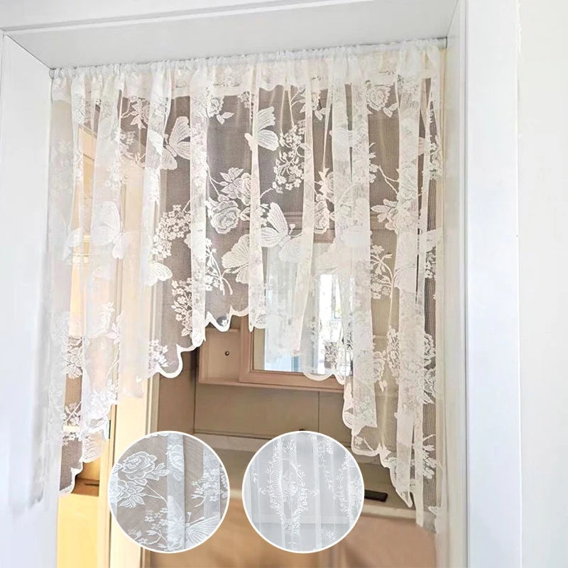 Lace Curtain Sheer Short Window Curtain Kitchen