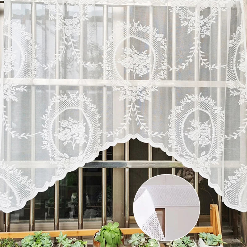 Lace Curtain Sheer Short Window Curtain Kitchen